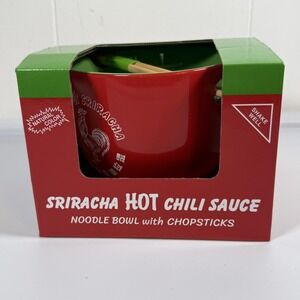 Mad Engine Sriracha Hot Chili Sauce Noodle Bowl With Chopsticks Red Ceramic